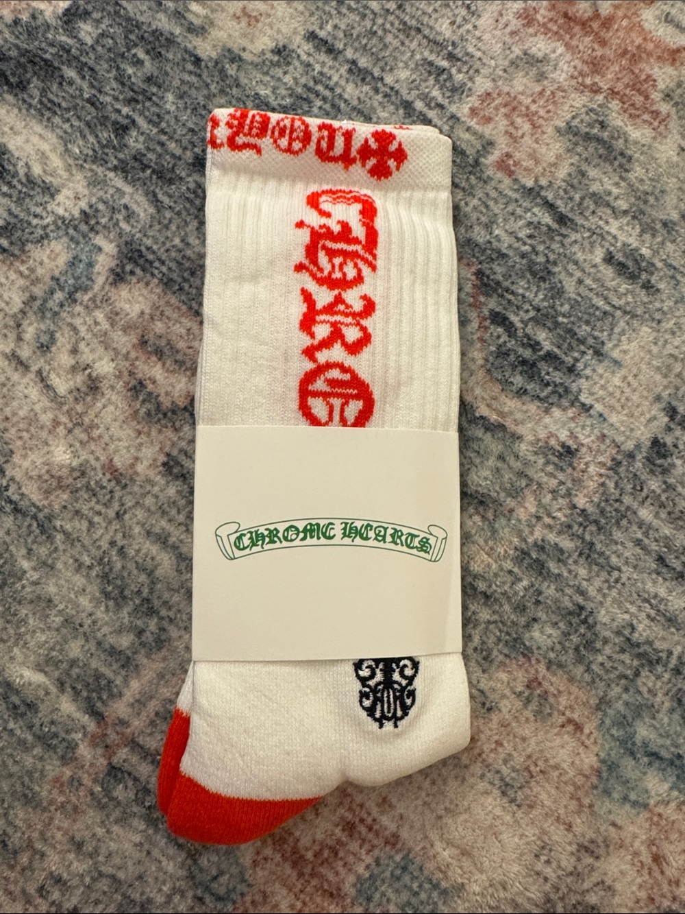 Men's White Socks with Red Accents